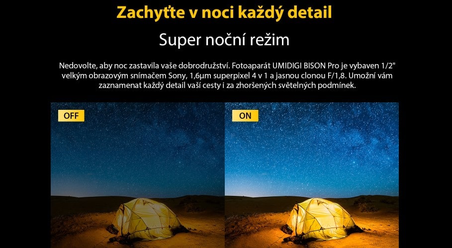 UMIDIGI BISON Pro noční režim focení